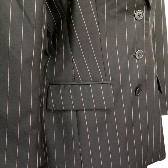 VINTAGE Jobis 2-piece Pinstriped Navy/Pink Pant Suit - Size EU38 - Picture 3 of 16